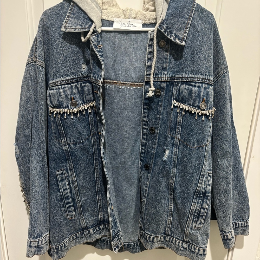 Apricot Lane Blue Denim Jacket with Beaded Trim